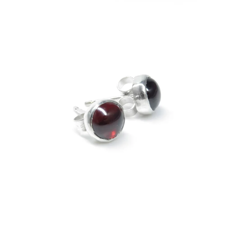 sterling silver and 5mm Garnet earrings